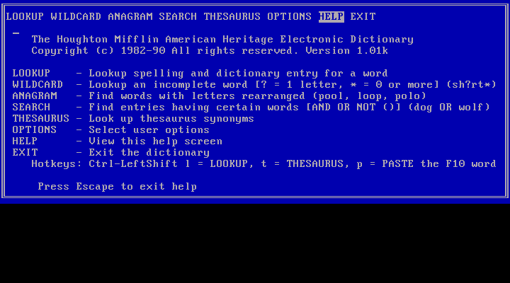 American Heritage Electronic Dictionary 1.01k - About